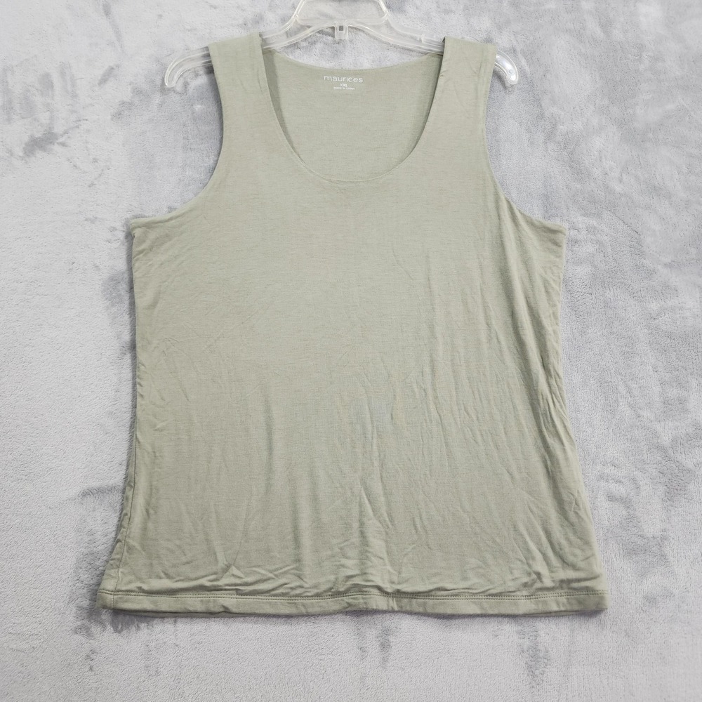 Maurices Top Womens XXL Green Scoop Neck Sleeveless Tank Rayon Stretch Casual